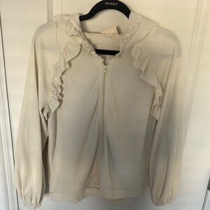 Cream Ruffled Stand-Up Collar Blouse